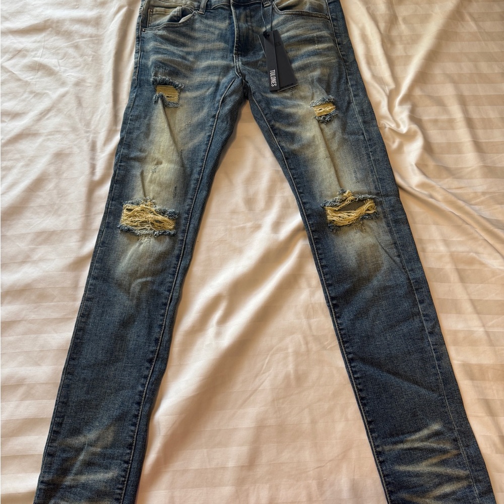 Men's Ripped Denim Jeans in Blue